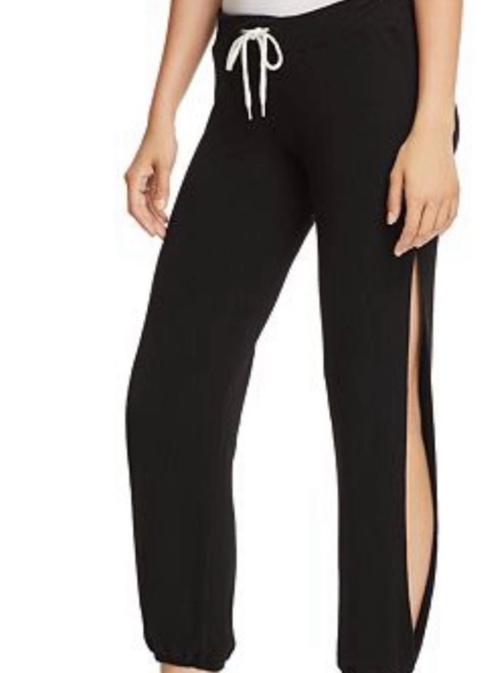 Monrow Split / Open Side Seam light Heather Gray Cozy Drawstring Joggers